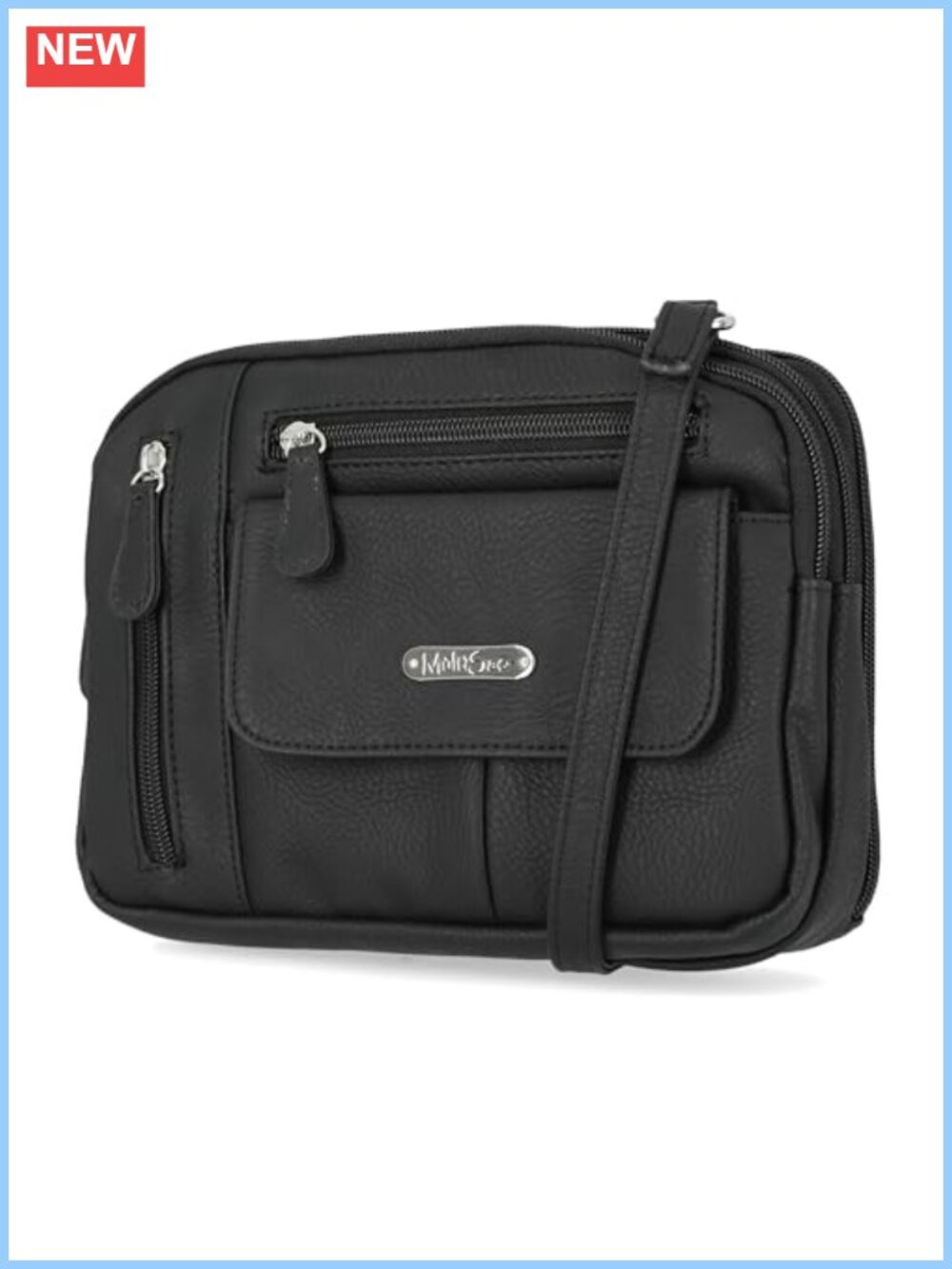 Vegan Leather Triple Compartment Crossbody Travel Bag